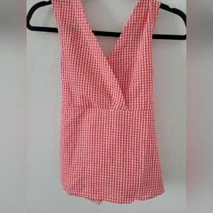 Red and white sleeveless top